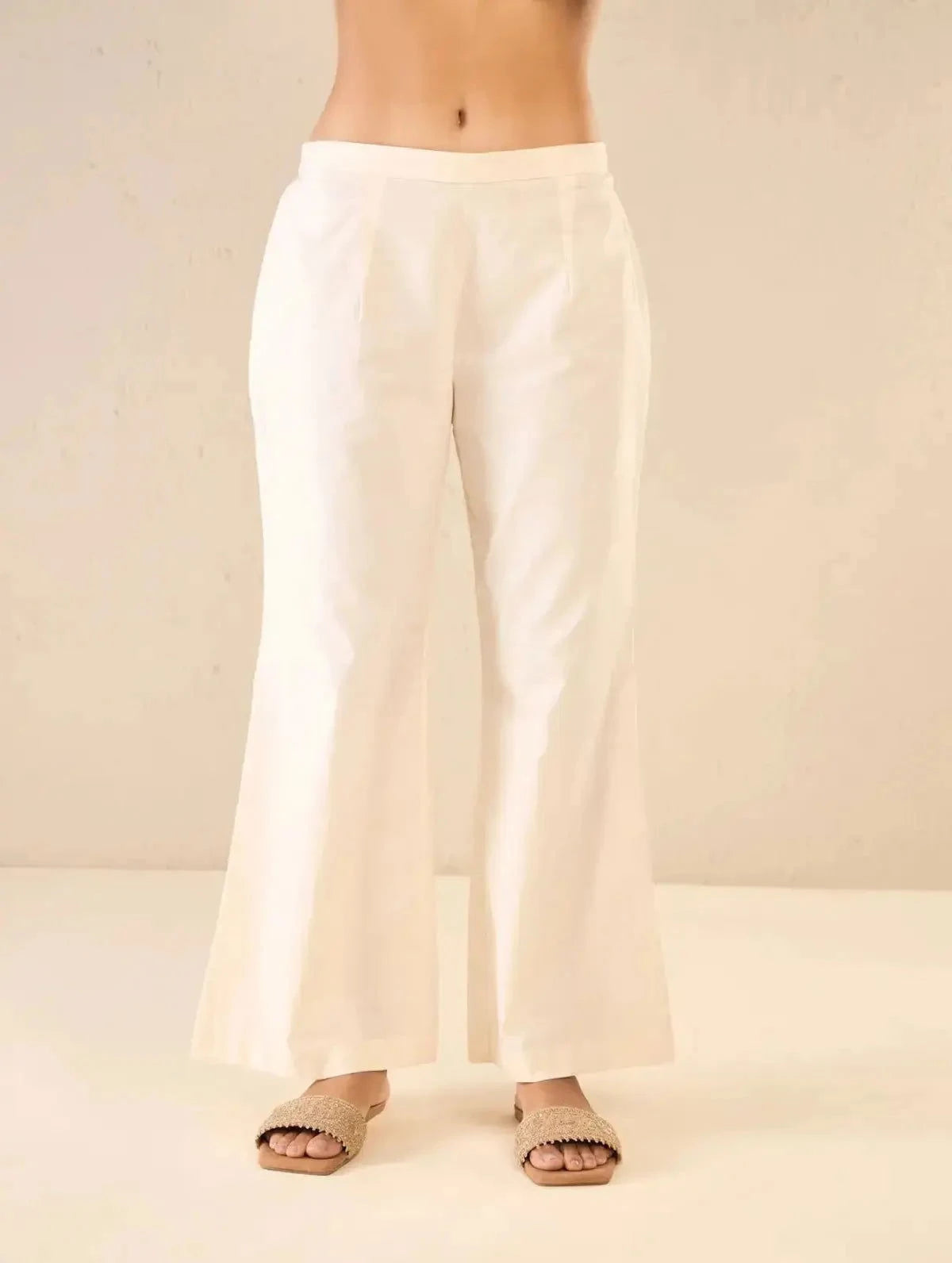 Ivory Handloom Cotton Pintuck Tunic CO-Ord Set - Pallodstore