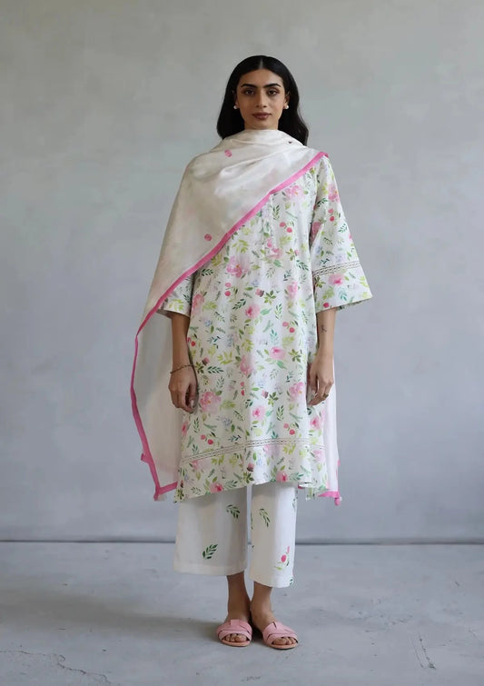 Ivory Hyacinth Kurta Set - Pallodstore