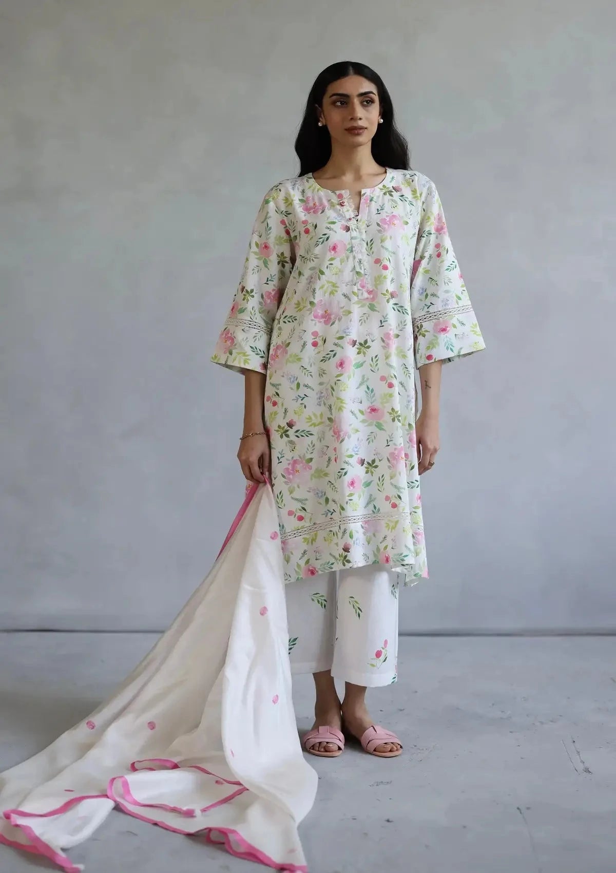 Ivory Hyacinth Kurta Set - Pallodstore