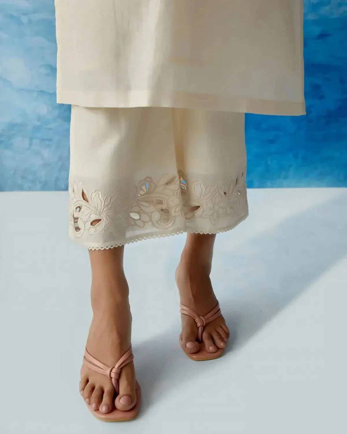 Ivory Kimono Kurta With Straight Pants - Pallodstore