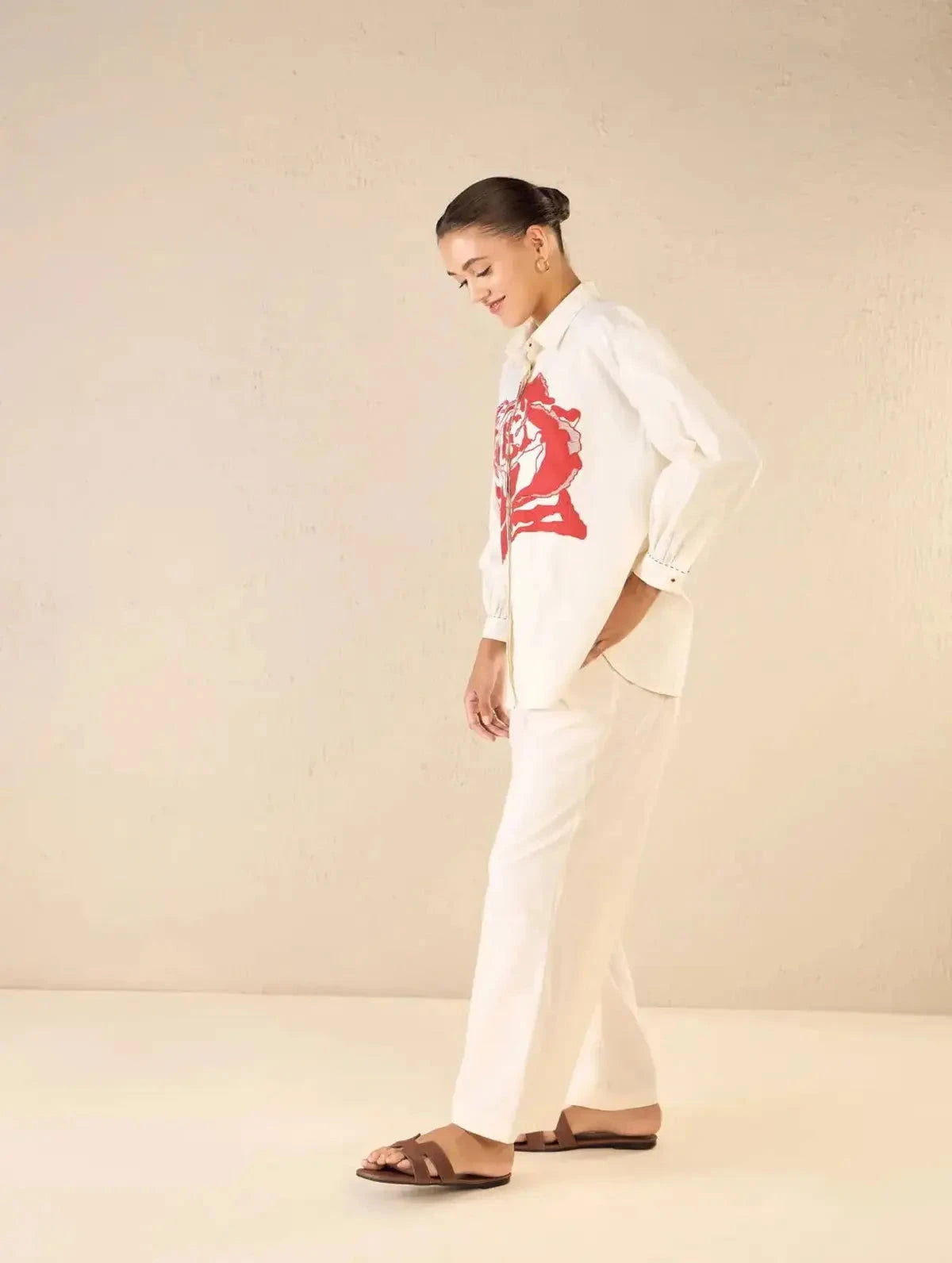 Ivory Oversize Cotton Shirt CO-Ord Set - Pallodstore