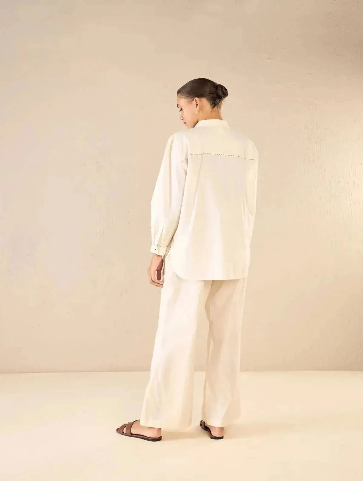 Ivory Oversize Cotton Shirt CO-Ord Set - Pallodstore