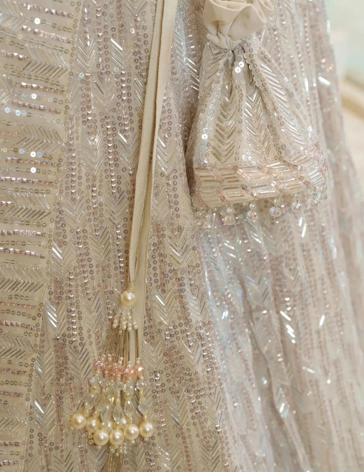 Ivory Sequins Lehenga - Pallodstore