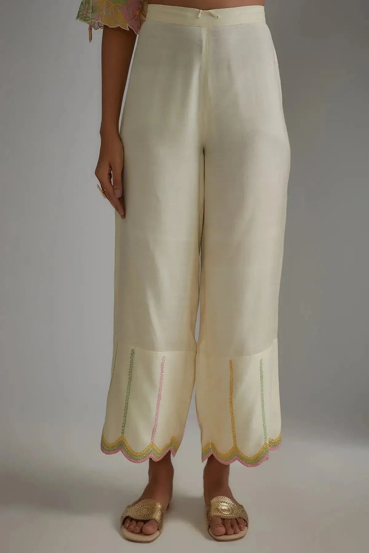Ivory Silk Organza Embellished Kurta Set - Pallodstore