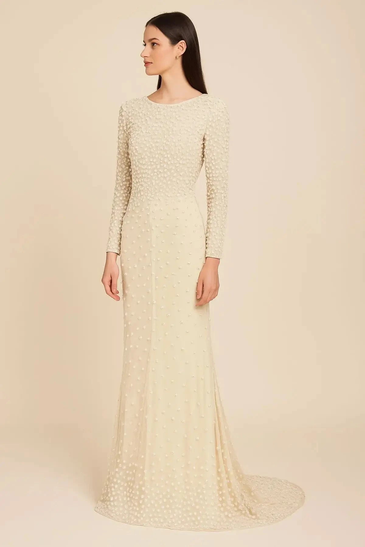 Ivory Western Long Trail Gown - Pallodstore