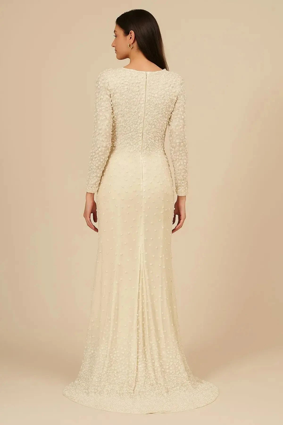 Ivory Western Long Trail Gown - Pallodstore