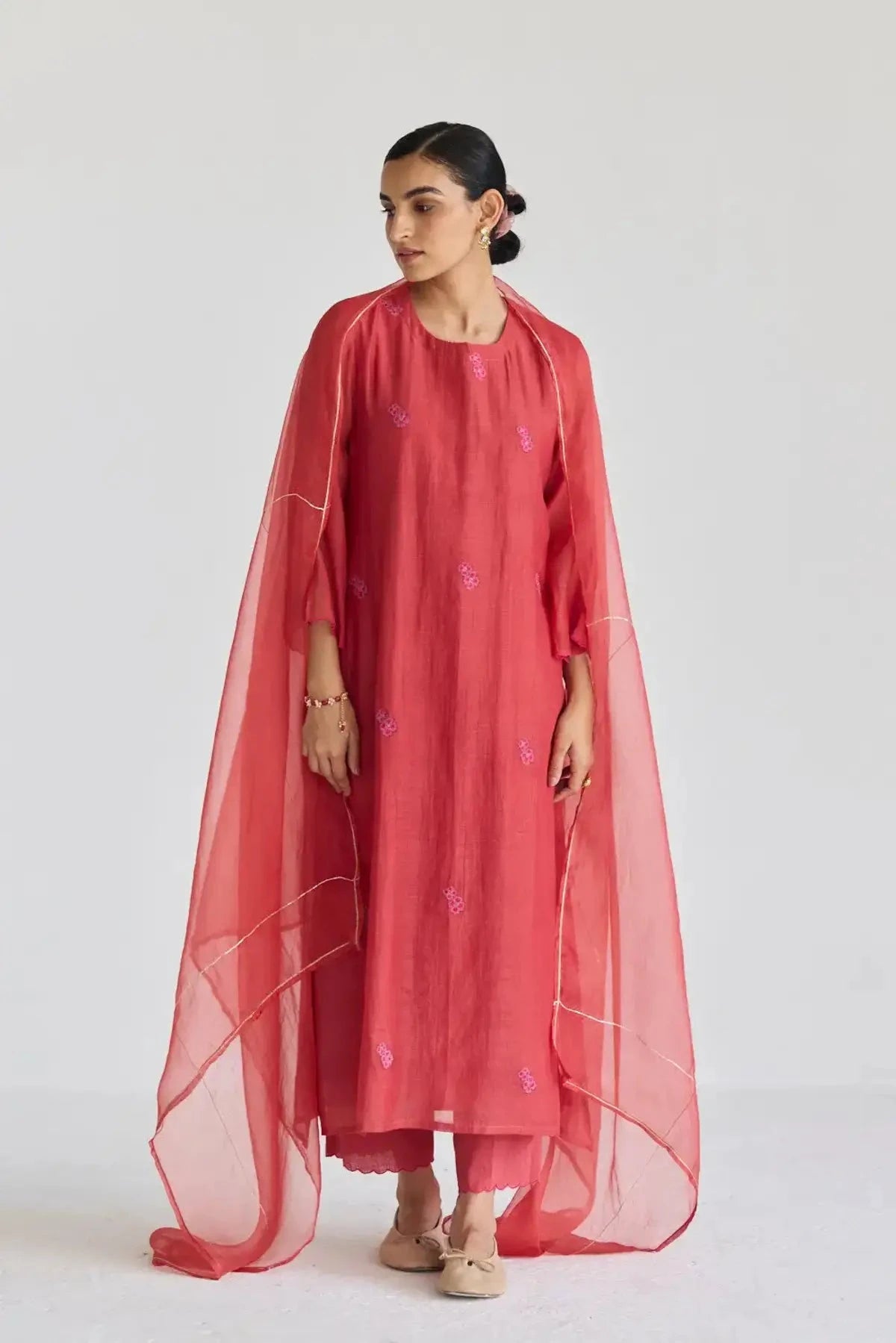 Juanita Claret Red Festive Kurta Set - Pallodstore