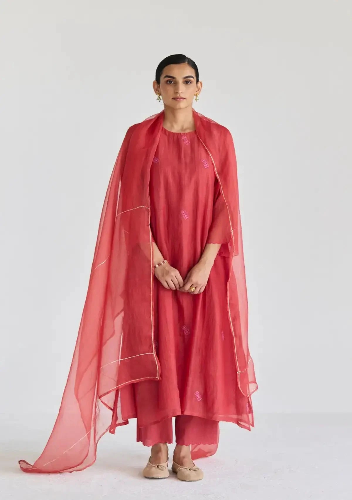 Juanita Claret Red Festive Kurta Set - Pallodstore