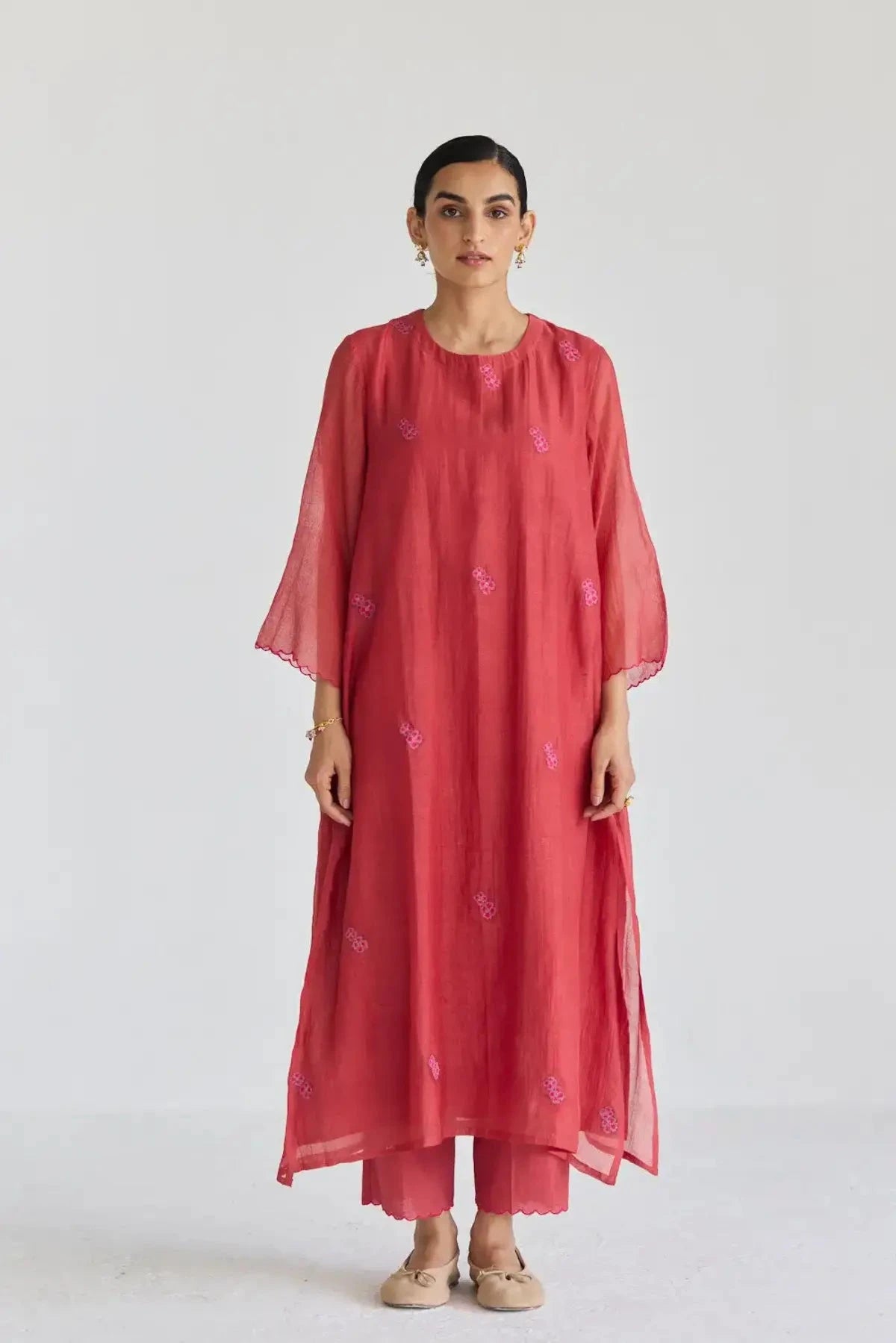 Juanita Claret Red Festive Kurta Set - Pallodstore