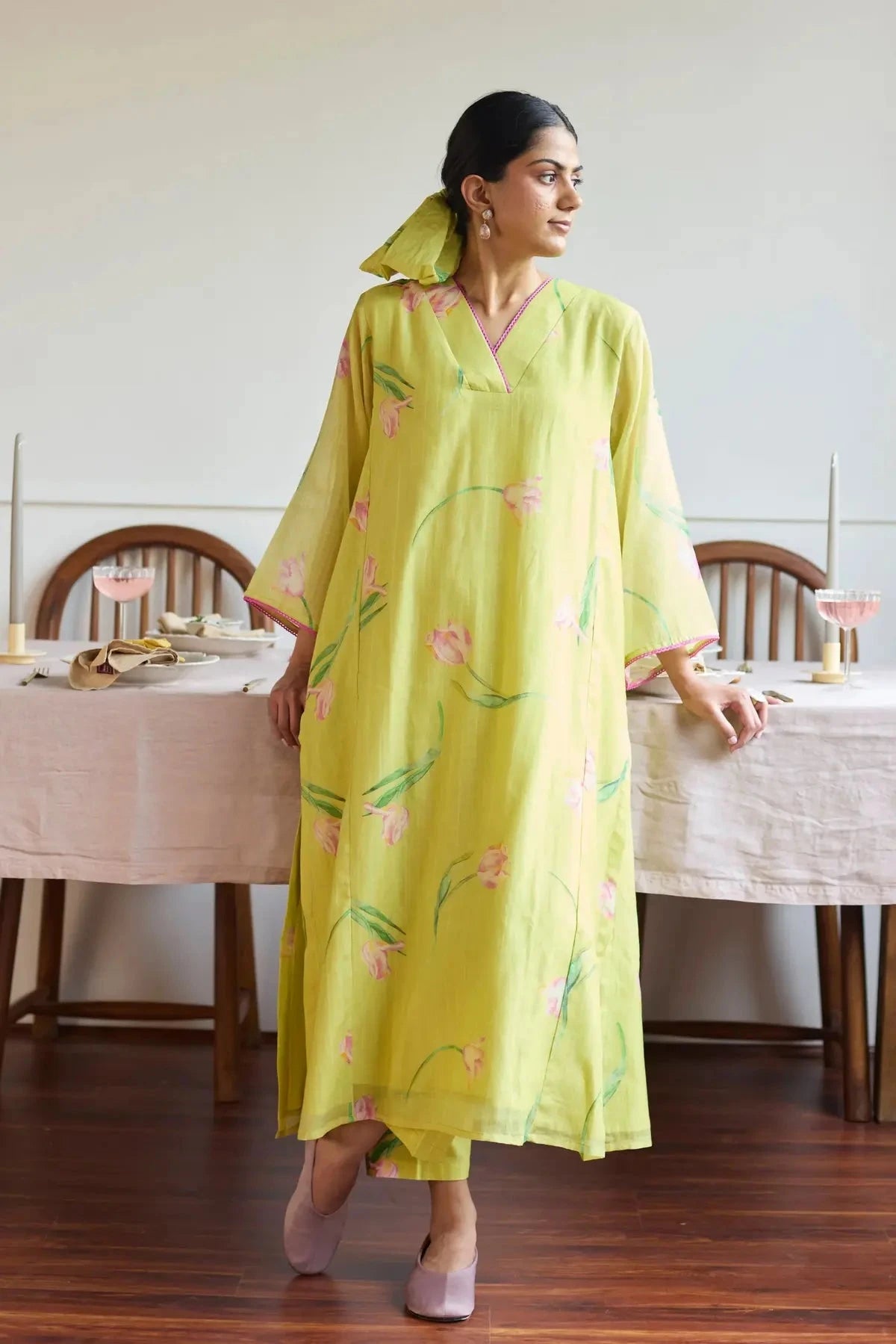 Juanita Lime Tulip Relaxed Fit Co-Ord Set - Pallodstore