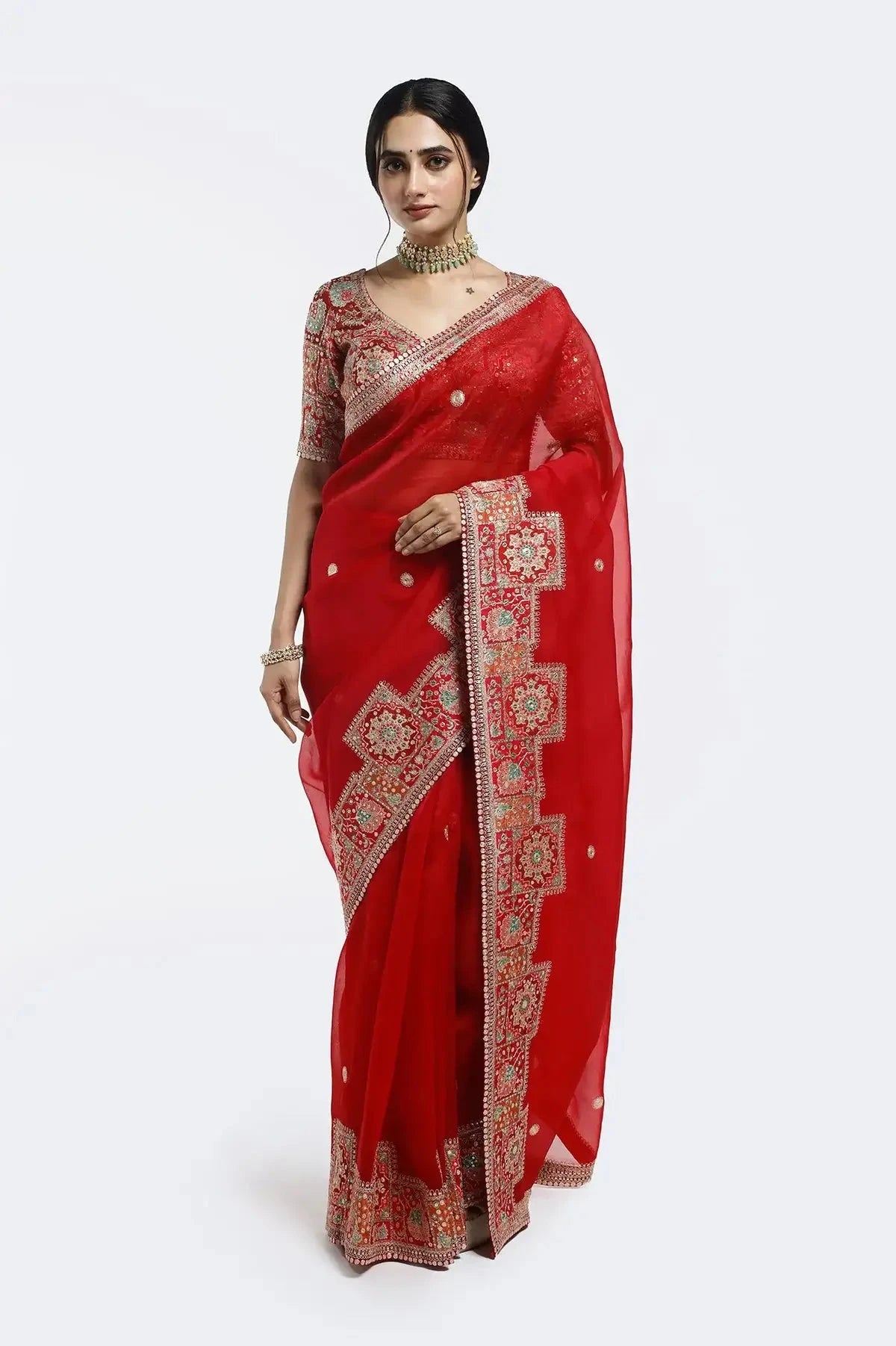 Kasab Edge Organza Saree - Pallodstore