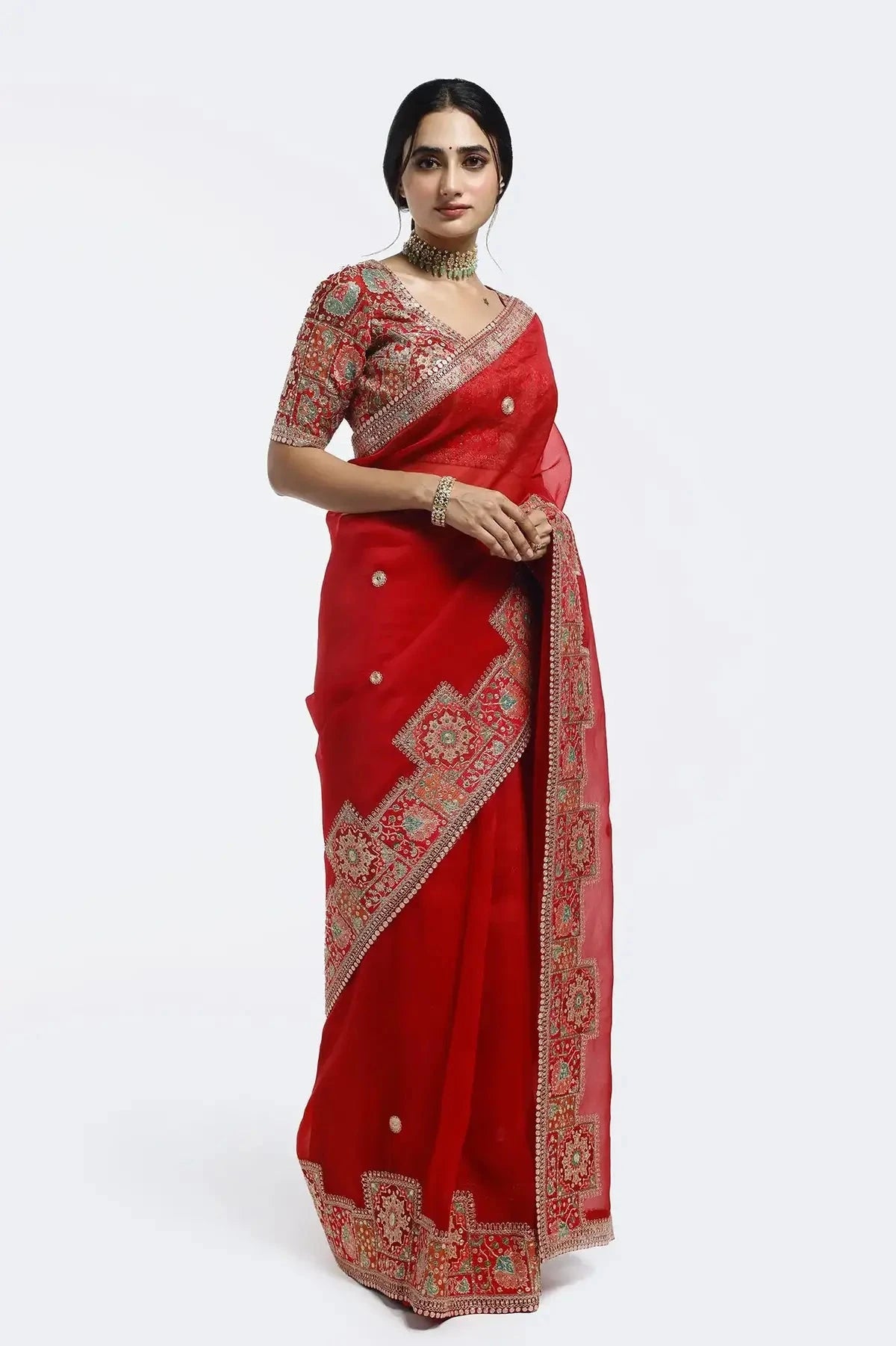 Kasab Edge Organza Saree - Pallodstore