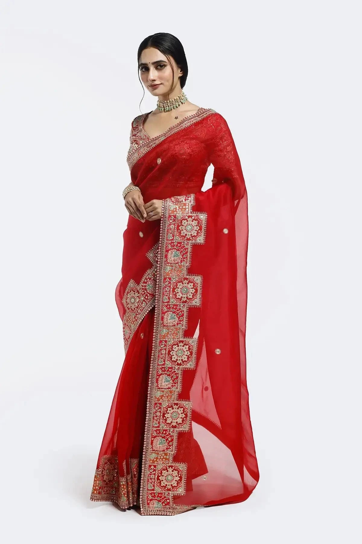 Kasab Edge Organza Saree - Pallodstore