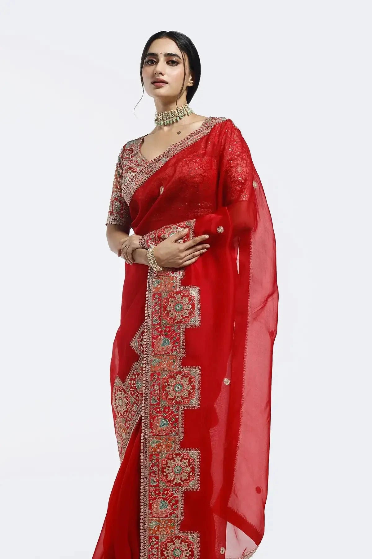 Kasab Edge Organza Saree - Pallodstore