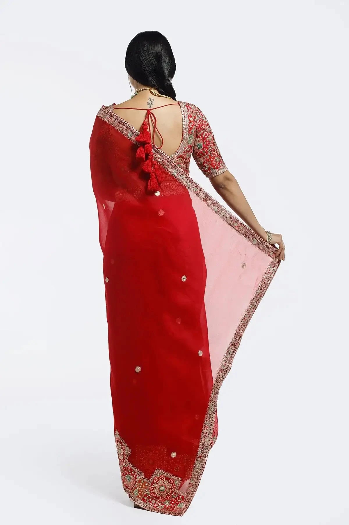Kasab Edge Organza Saree - Pallodstore