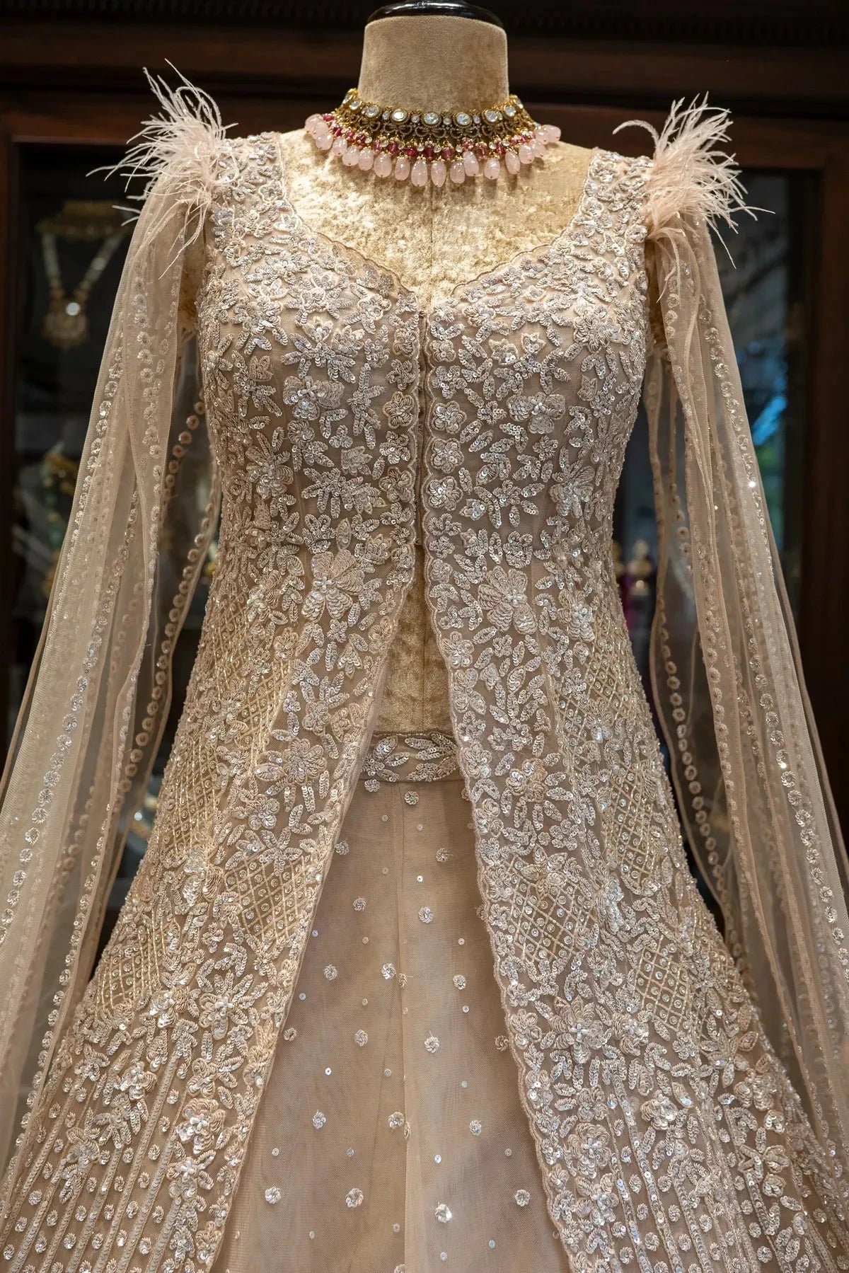 Lehenga Jacket With Falling Sleeves - Pallodstore