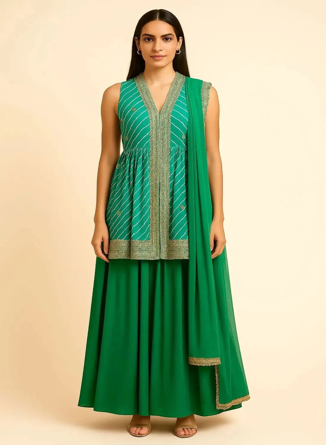 Leheriya green plazzo suit - Pallodstore
