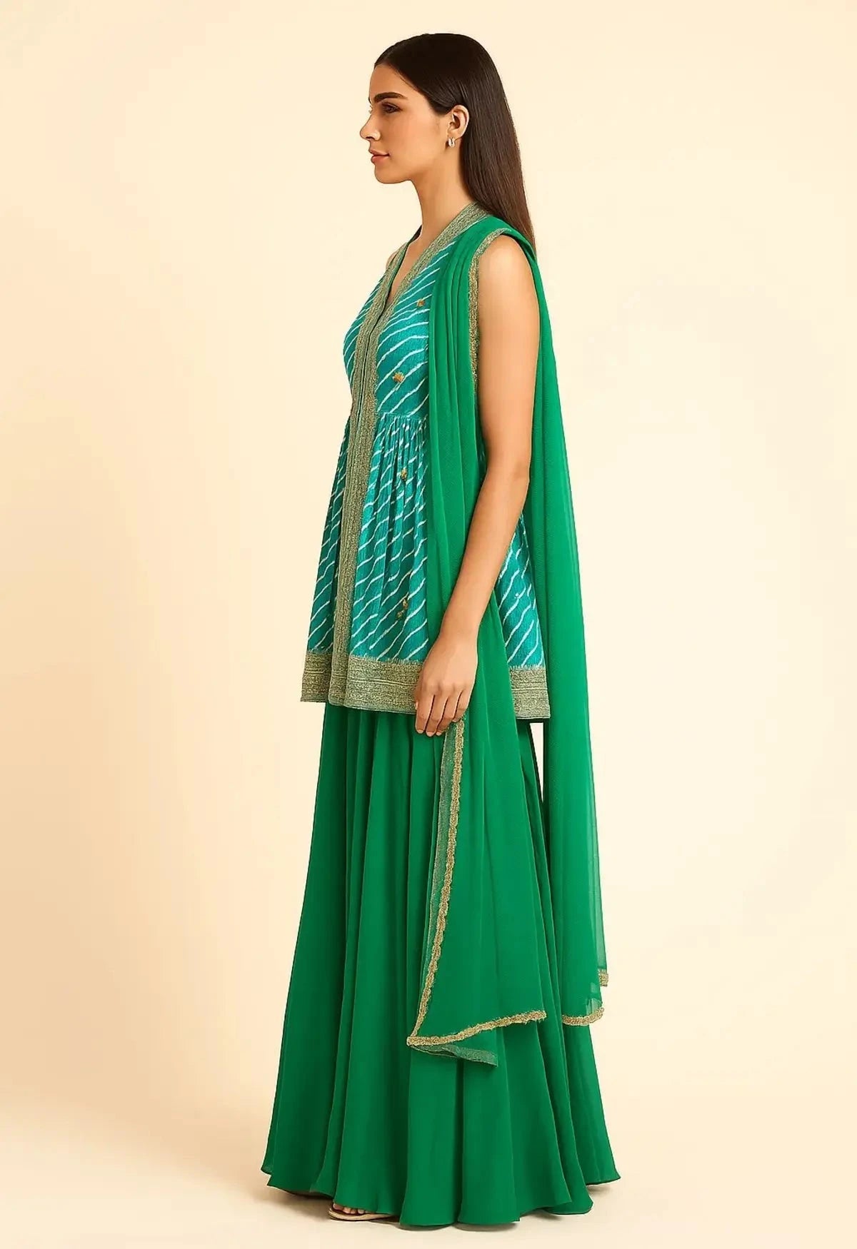Leheriya green plazzo suit - Pallodstore