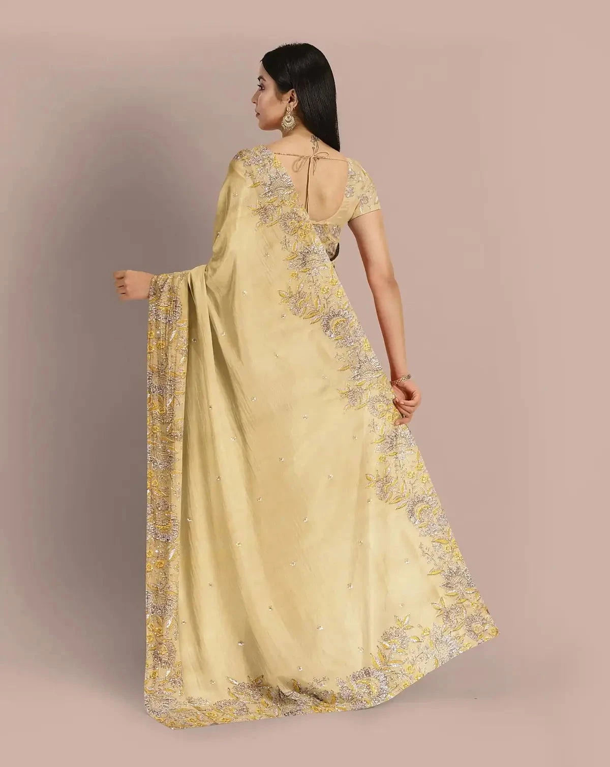 Lemon Green Organza Saree - Pallodstore