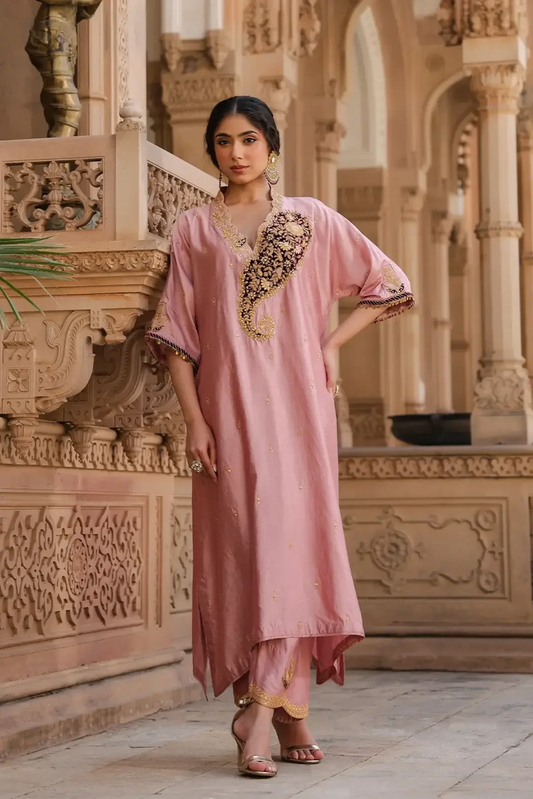 Light Pink Riwayat Kaftan Set - Pallodstore