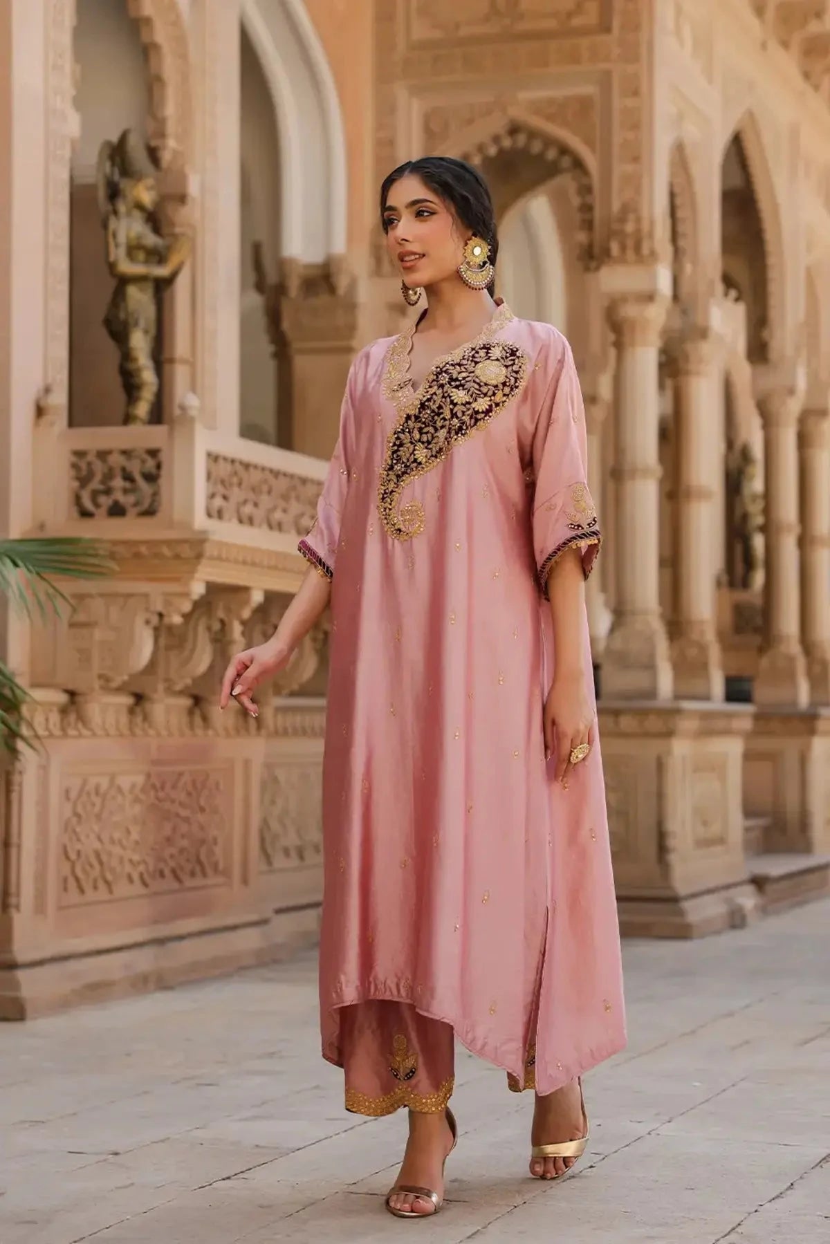 Light Pink Riwayat Kaftan Set - Pallodstore
