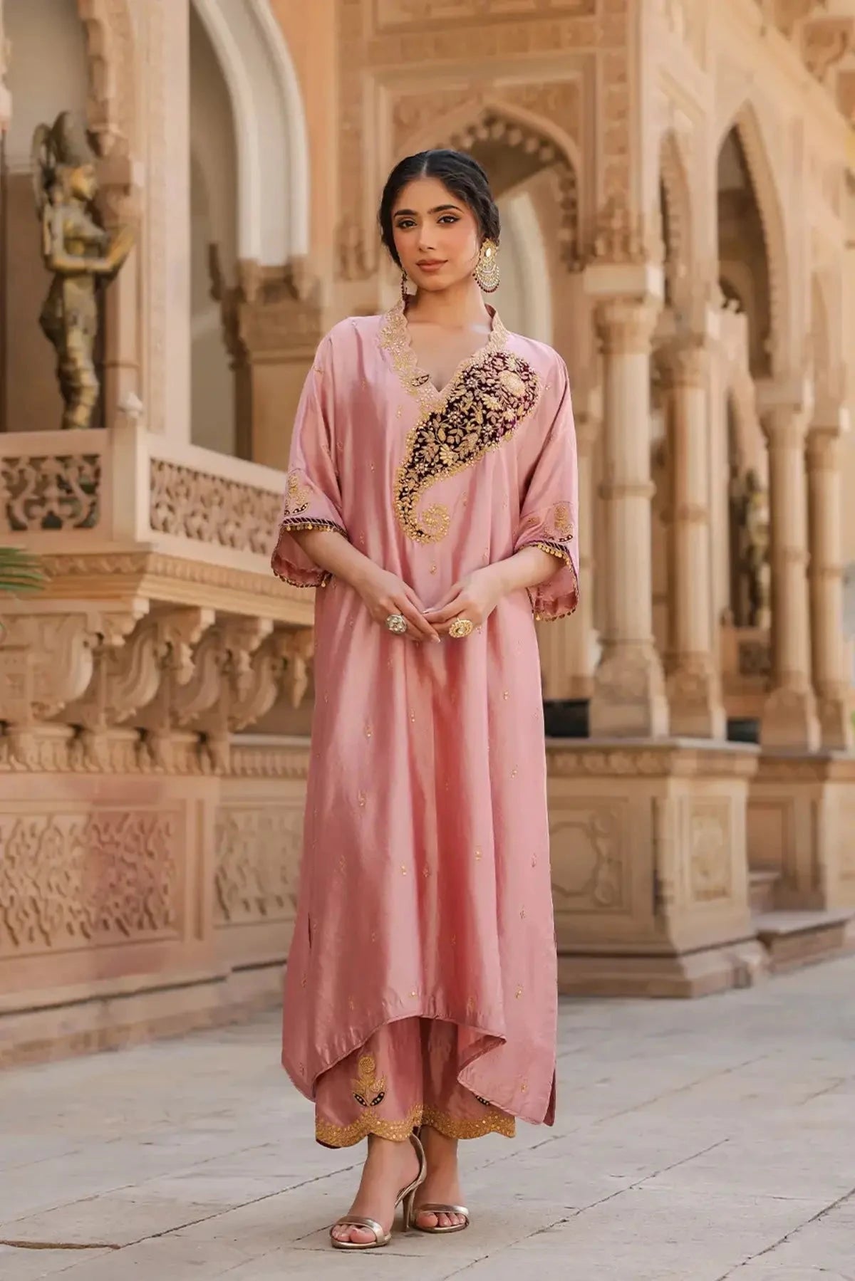 Light Pink Riwayat Kaftan Set - Pallodstore