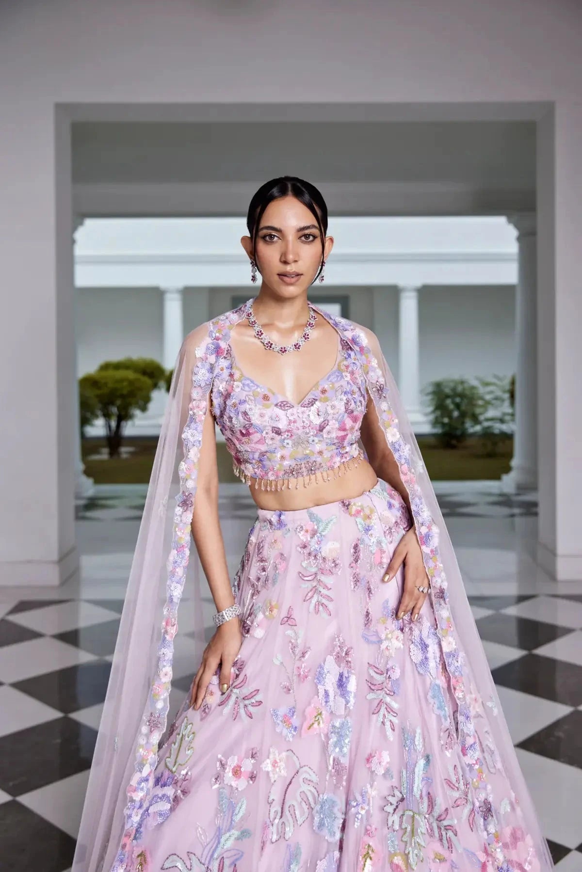 Lilac Embellished Lehenga - Pallodstore
