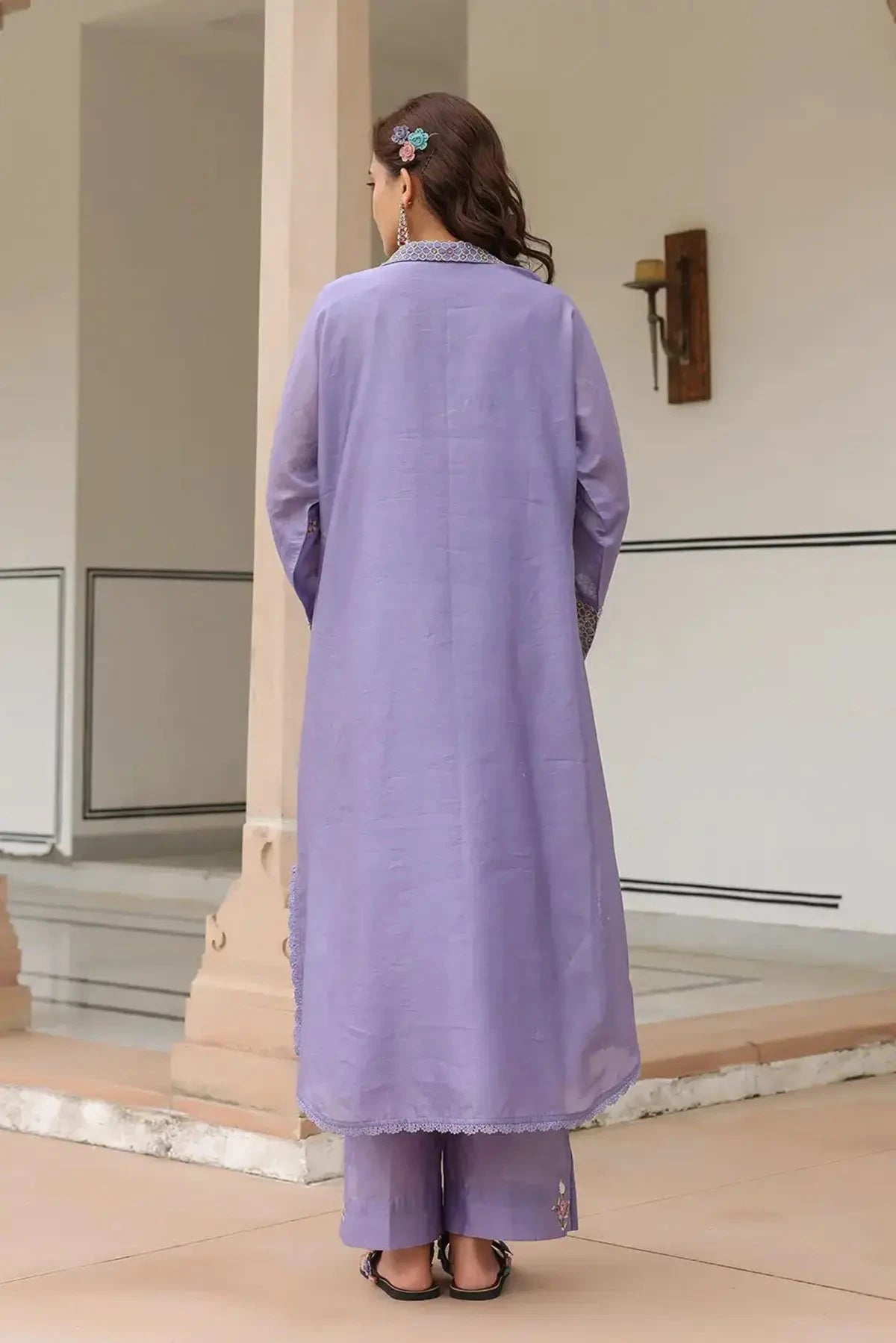 Lilac Gulzar Collar Kurta Set - Pallodstore