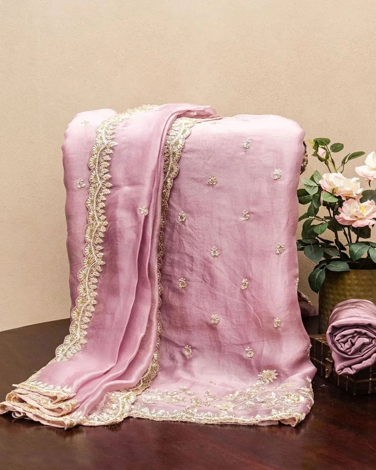 Lilac Organza Dress Material - Pallodstore
