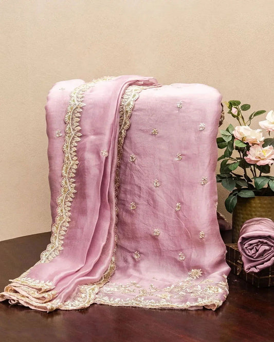 Lilac Organza Dress Material - Pallodstore