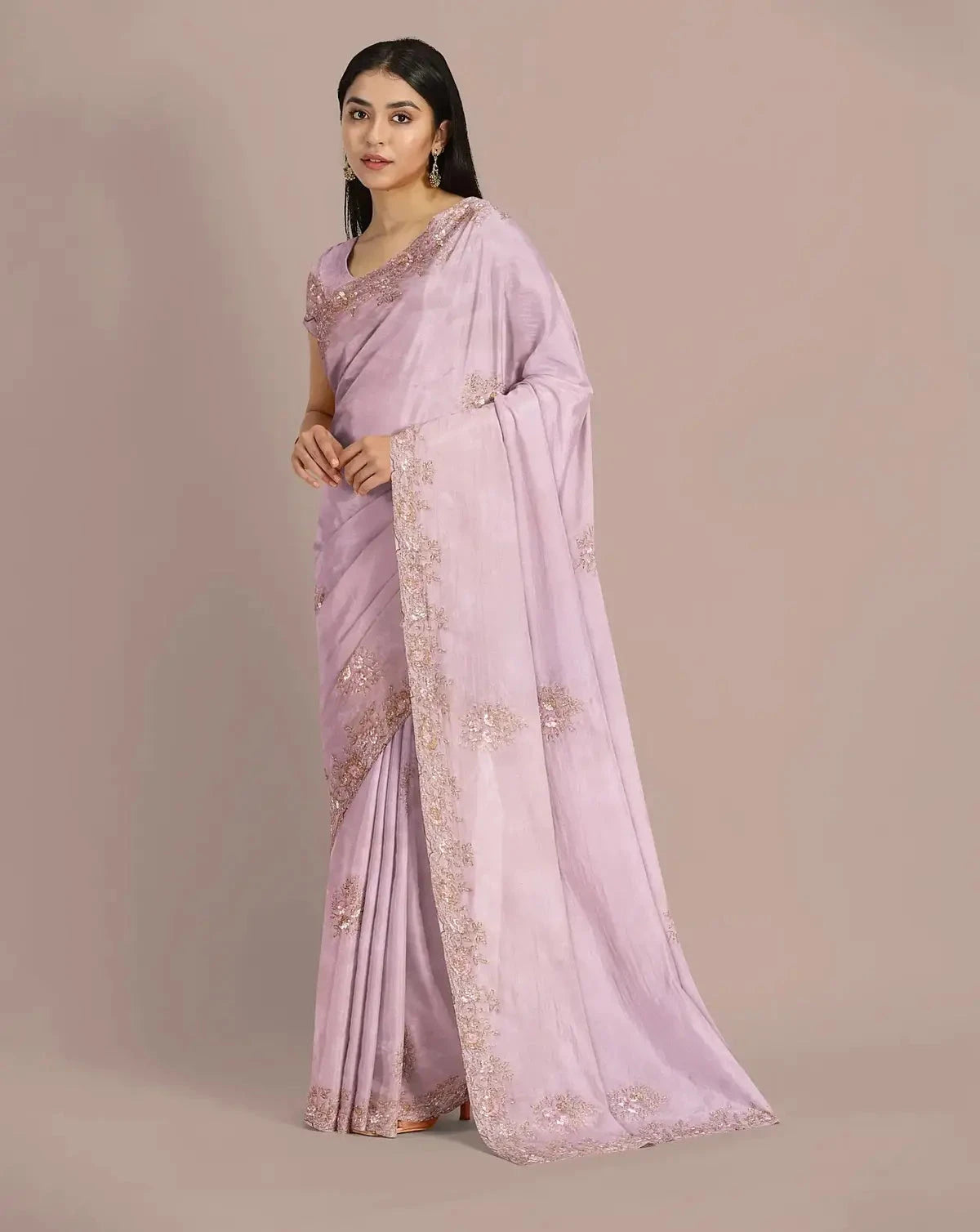 Lilac Tissue Organza Saree - Pallodstore