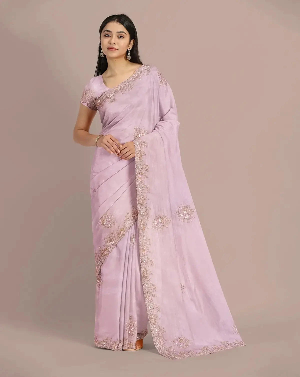 Lilac Tissue Organza Saree - Pallodstore