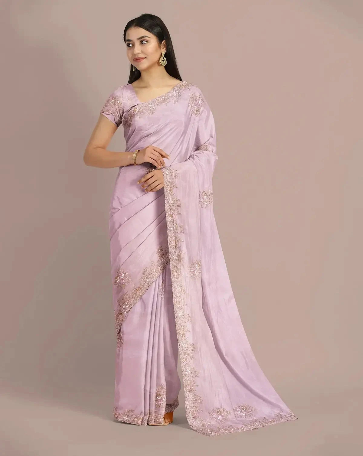 Lilac Tissue Organza Saree - Pallodstore