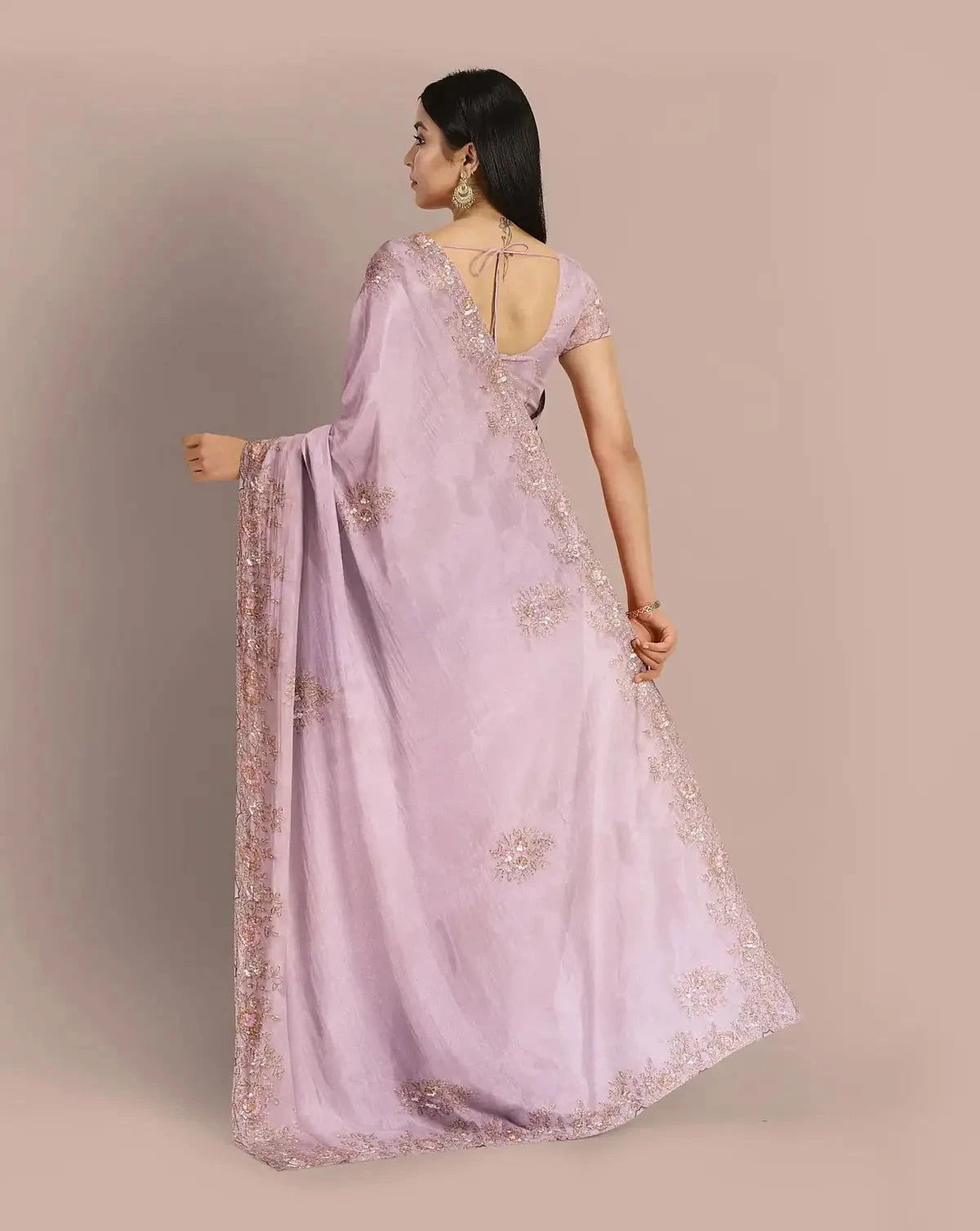 Lilac Tissue Organza Saree - Pallodstore