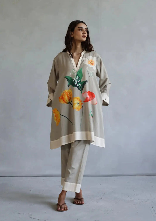 Lilian Beige Kaftan Set - Pallodstore