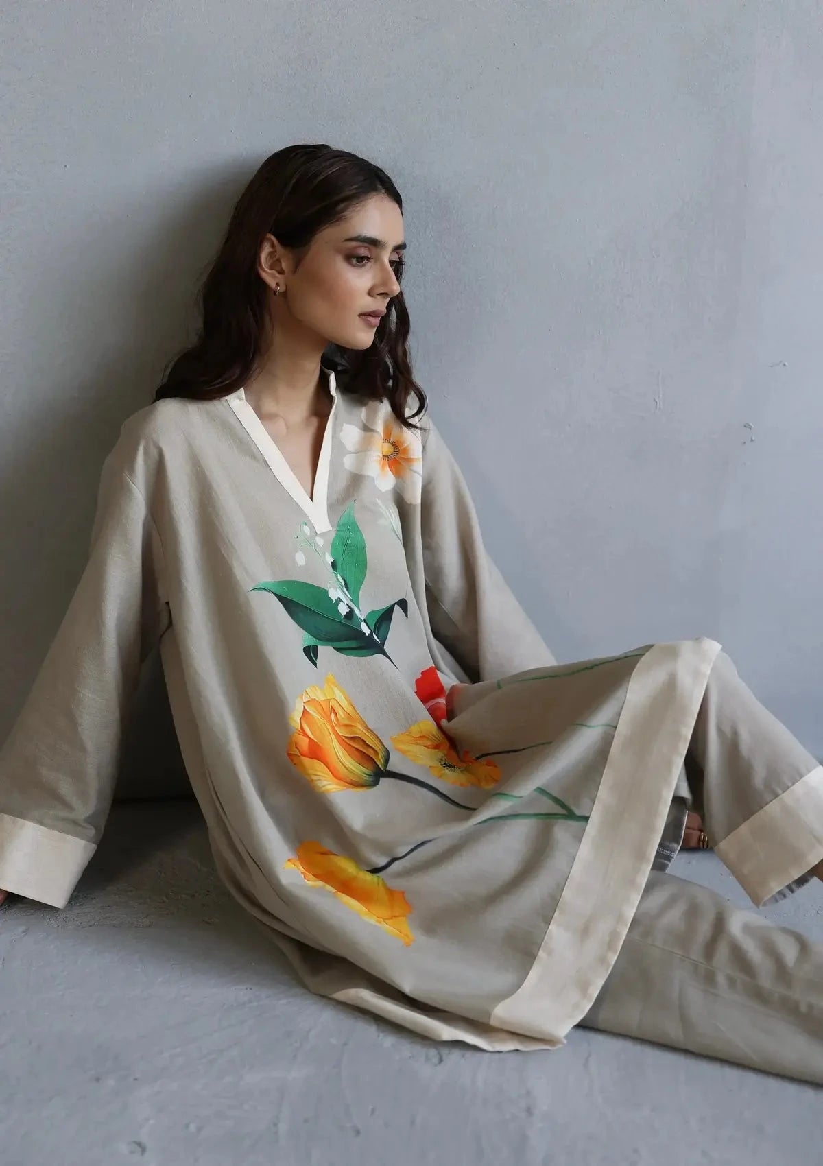 Lilian Beige Kaftan Set - Pallodstore