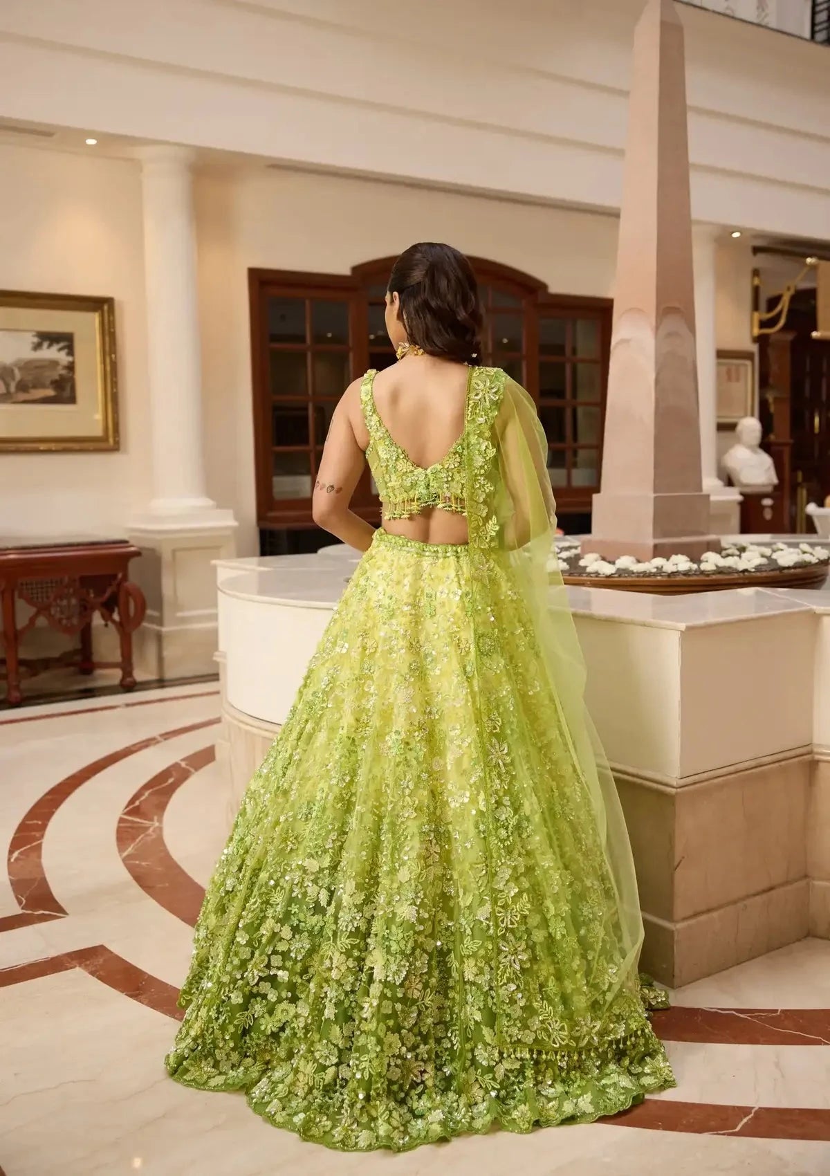Lime Green Ombre Stella Lehenga Set - Pallodstore