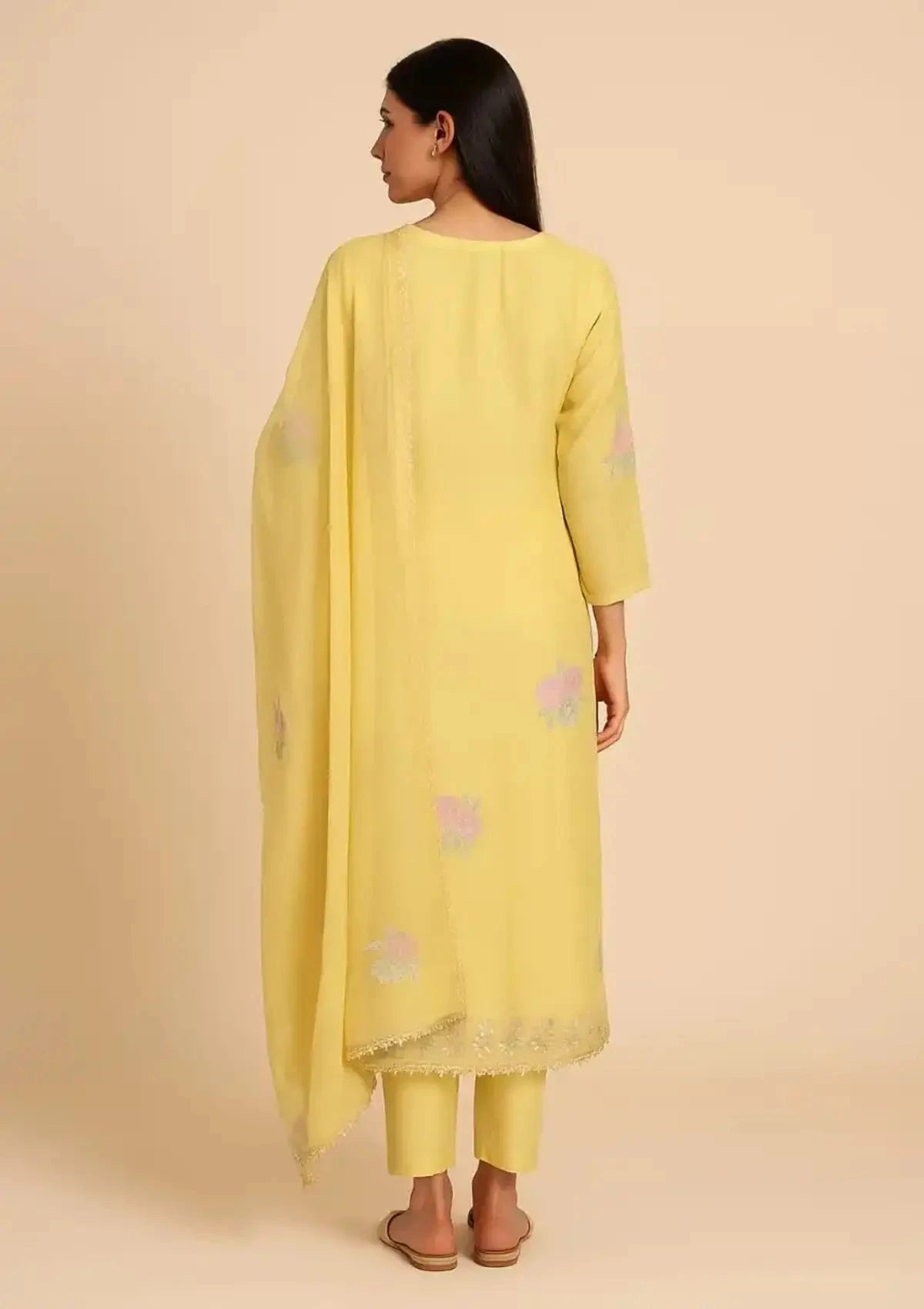 Lime Green Straight Line Suit Dress Material - Pallodstore