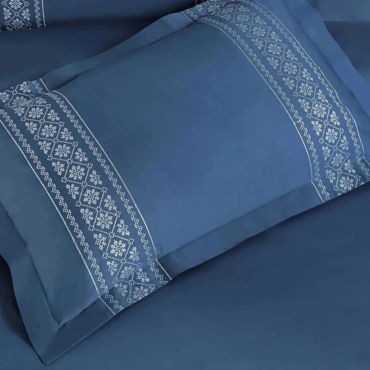 Luxe Premium Legion Blue Color Embroidered Bedding - Pallodstore