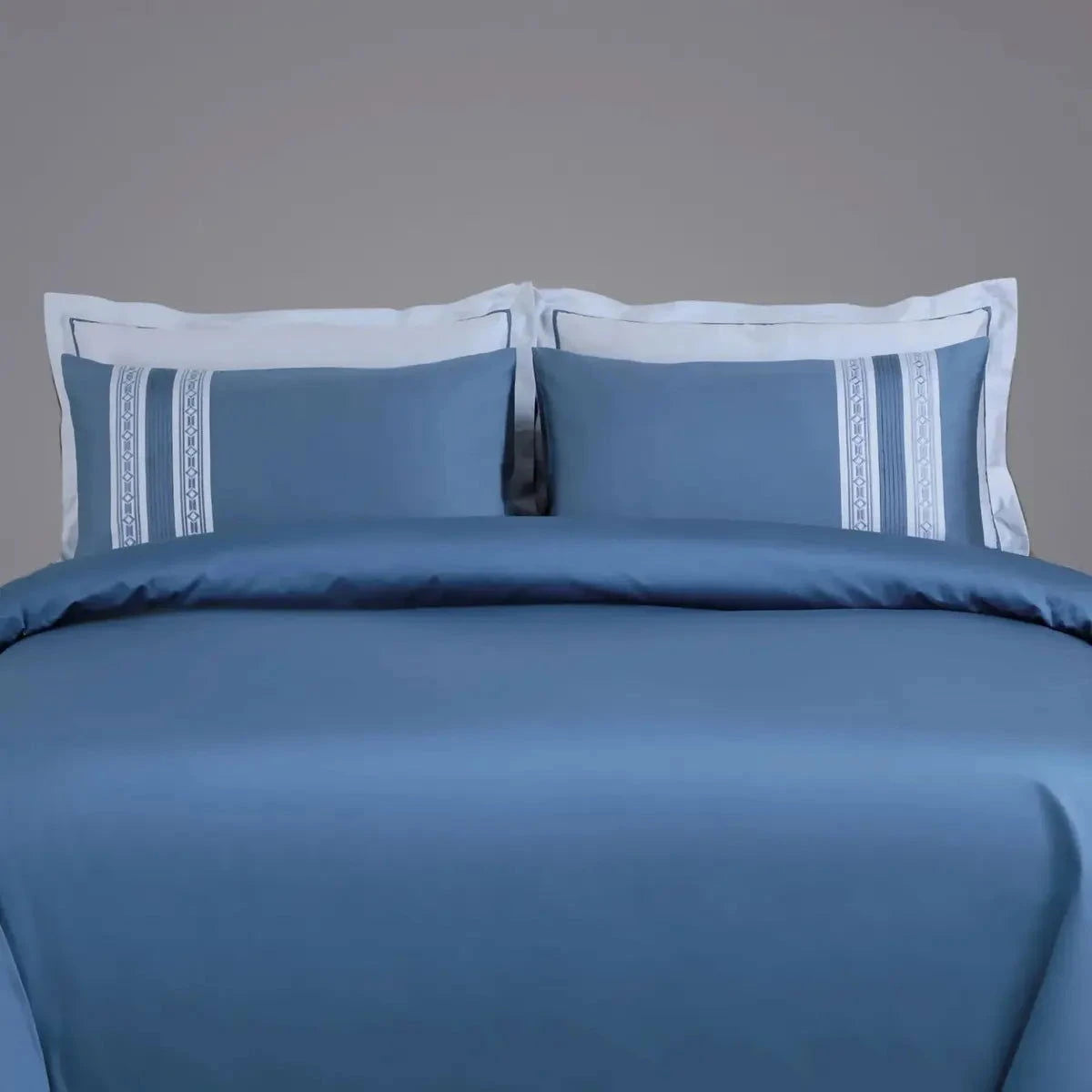 Luxe Premium Legion Blue Color Embroidered Bedding Set - Pallodstore