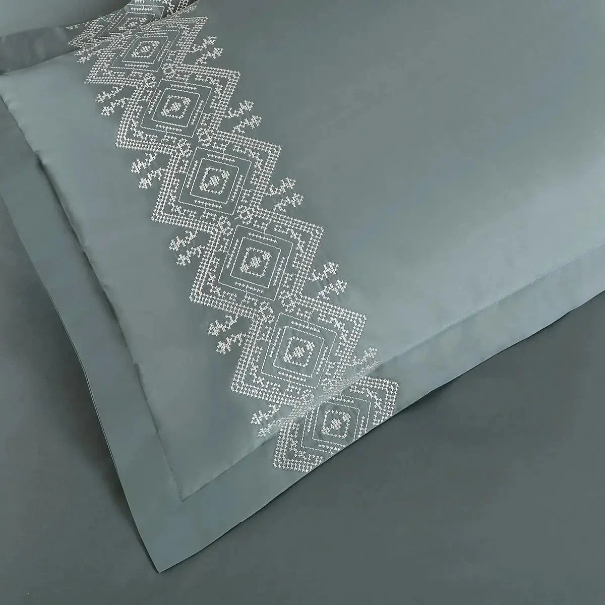 Luxe Premium Olive Green Color Embroidered Bedding - Pallodstore