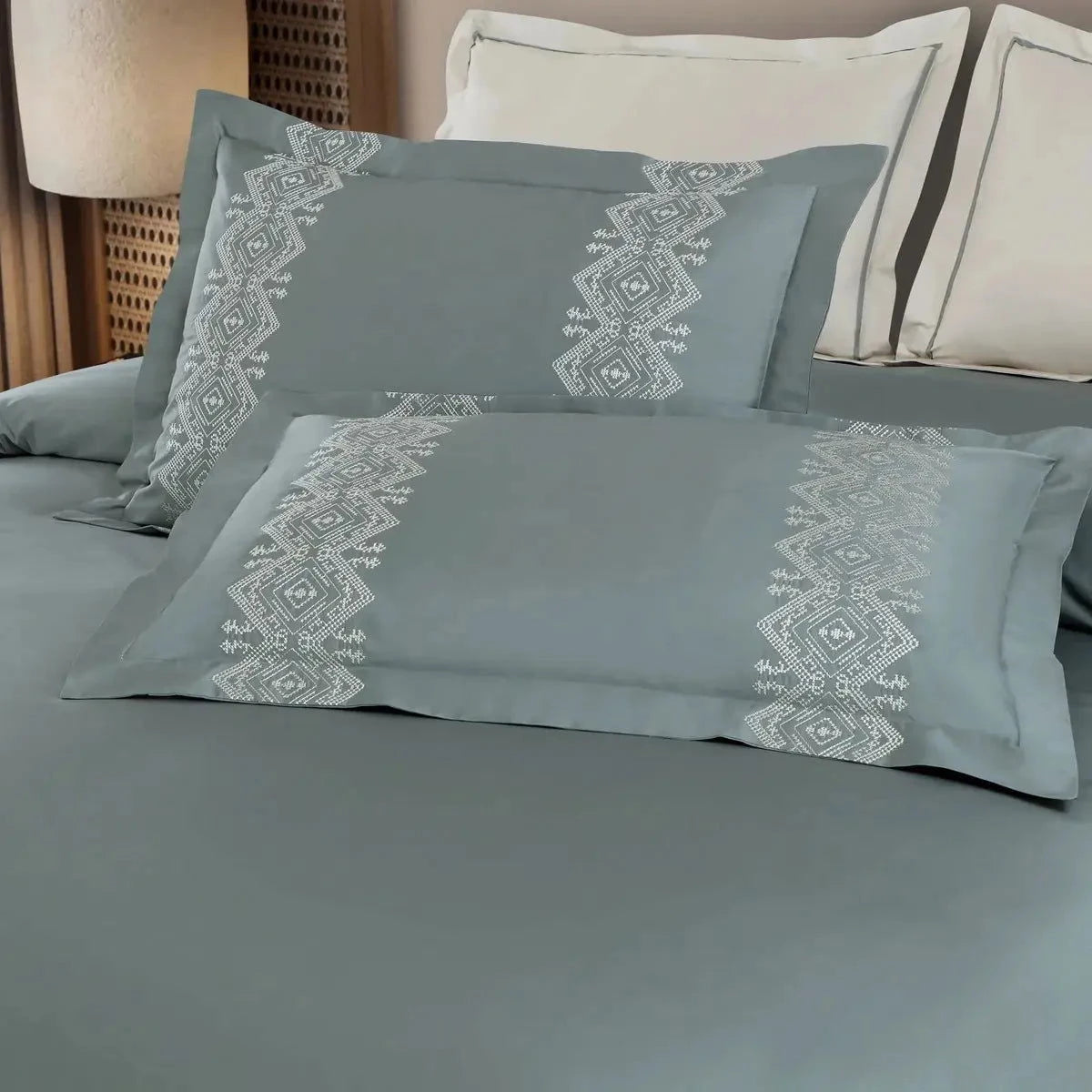 Luxe Premium Olive Green Color Embroidered Bedding - Pallodstore