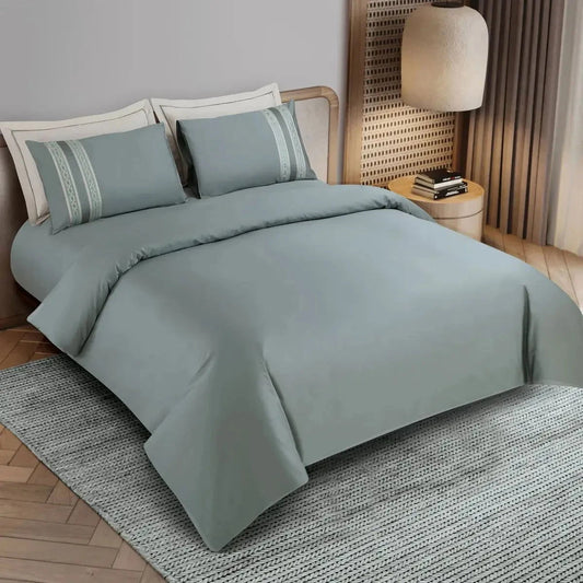 Luxe Premium Olive Green Color Embroidered Bedding Set - Pallodstore