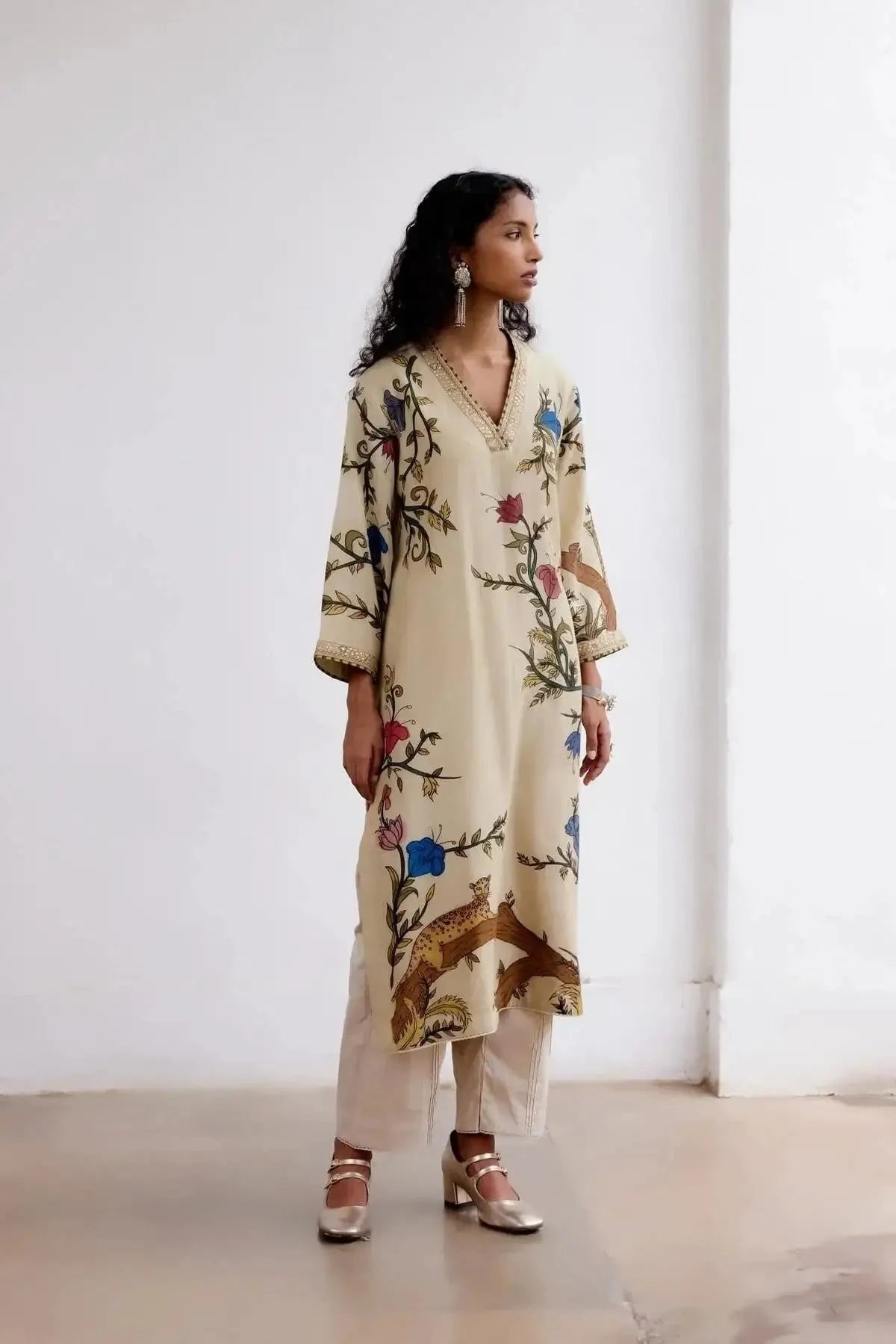 Malabar Lepord Ivory Kurta Set - Pallodstore