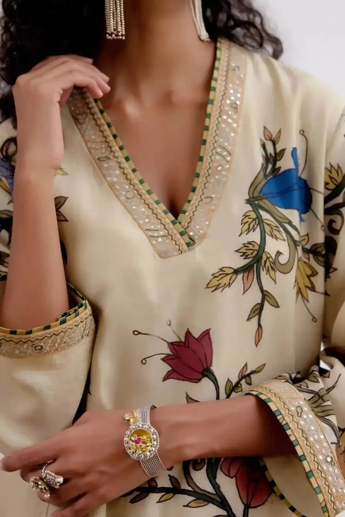 Malabar Lepord Ivory Kurta Set - Pallodstore