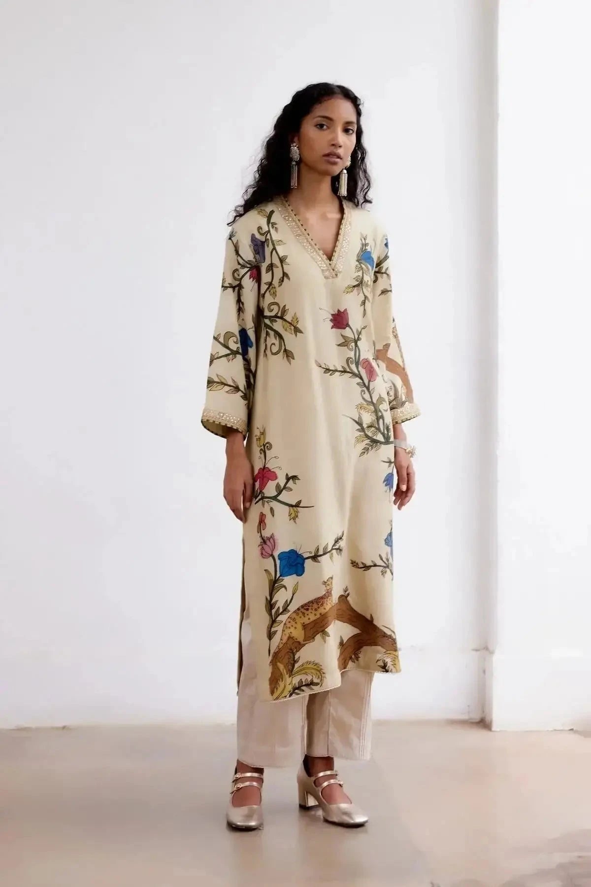 Malabar Lepord Ivory Kurta Set - Pallodstore