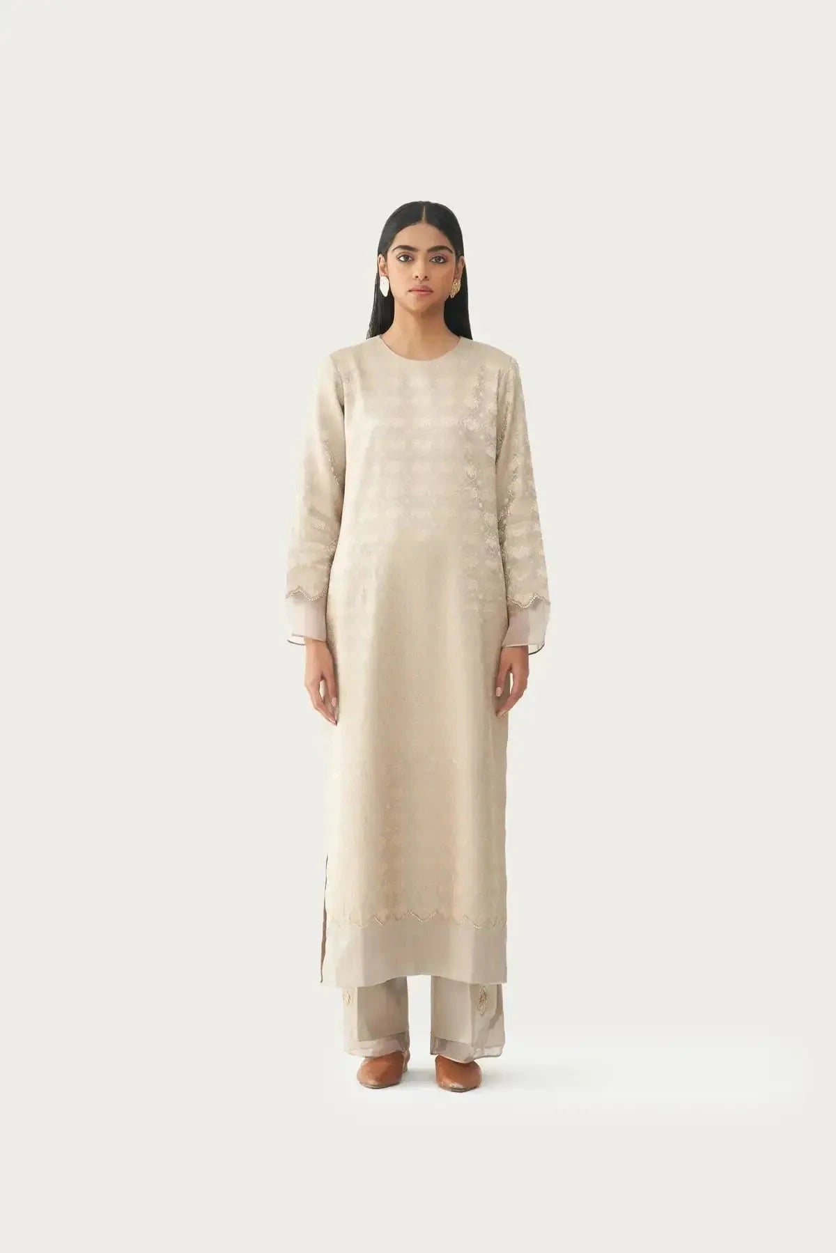 Malabar Shadow Grey Kurta Set - Pallodstore