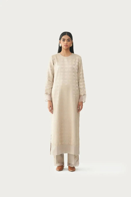 Malabar Shadow Grey Kurta Set - Pallodstore