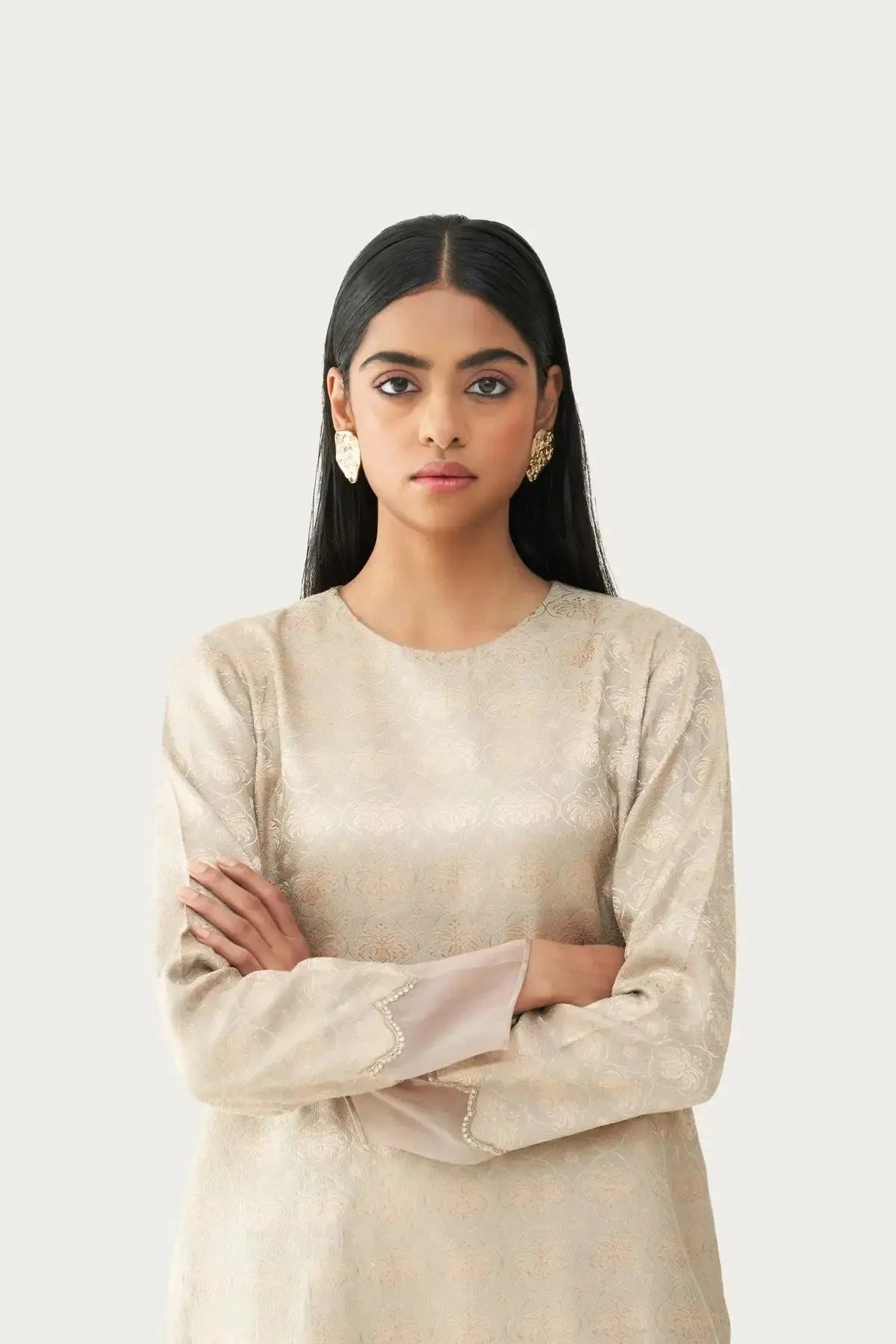 Malabar Shadow Grey Kurta Set - Pallodstore