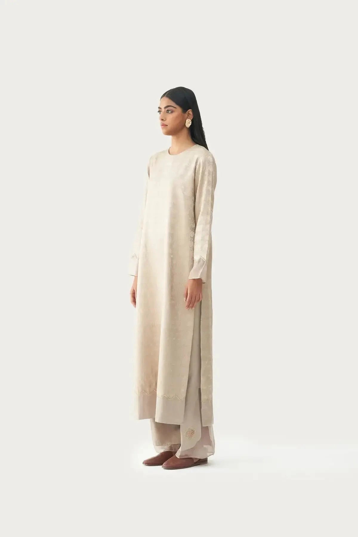 Malabar Shadow Grey Kurta Set - Pallodstore